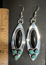 Load image into Gallery viewer, Black Onyx and Turquoise Sterling Silver Earrings
