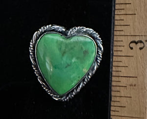 Gaspeite Heart Sterling Silver Ring
