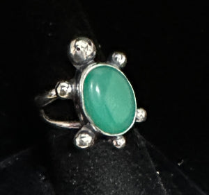 Jade Sterling Silver Turtle Ring