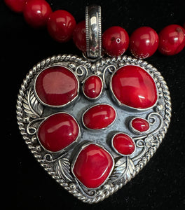 Red Sponge Coral Sterling Silver "My Loving Heart"
