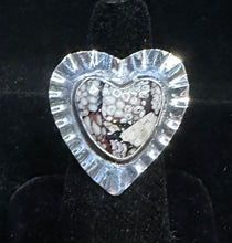 Load image into Gallery viewer, Snakeskin Agate Sterling Silver Heart Ring
