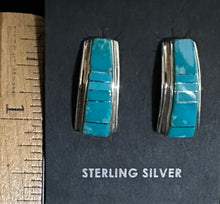 Load image into Gallery viewer, Turquoise Inlay Sterling Silver Earrings
