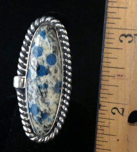 Azurite in Quartz sterling silver ring