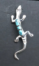 Load image into Gallery viewer, Turquoise Sterling Silver Lizard Pin/Pendant
