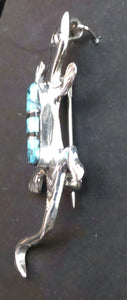 Turquoise Sterling Silver Lizard Pin/Pendant