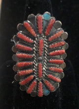 Load image into Gallery viewer, Red Coral Sterling Silver Squash Blossom Necklace Set