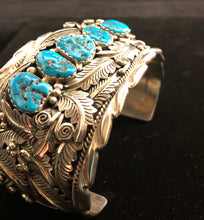 Load image into Gallery viewer, Turquoise nugget sterling silver bracelet
