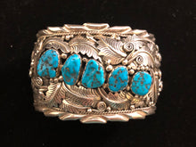 Load image into Gallery viewer, Turquoise nugget sterling silver bracelet
