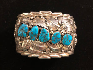 Turquoise nugget sterling silver bracelet