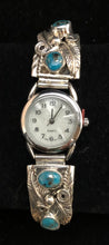 Load image into Gallery viewer, Turquoise sterling silver watch band
