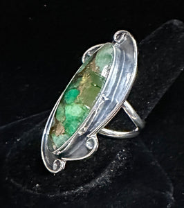 Aventurine and Bronze Sterling Silver Ring