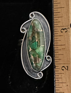 Aventurine and Bronze Sterling Silver Ring