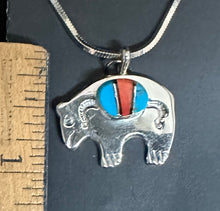 Load image into Gallery viewer, Turquoise Spiny, Oyster, Black Onyx Inlay Sterling Silver Bear Necklace Pendant
