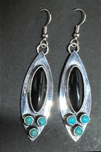 Load image into Gallery viewer, Black Onyx and Turquoise Sterling Silver Earrings

