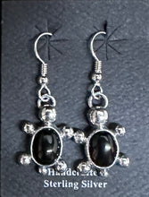 Load image into Gallery viewer, Black Onyx Sterling Silver Turtle Earrings
