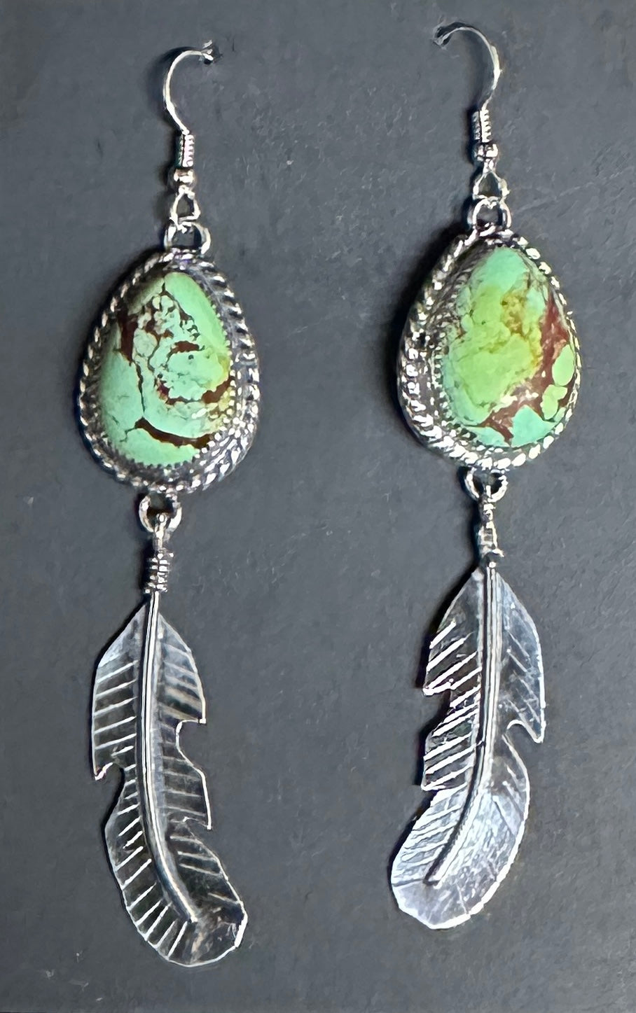 Campitos Turquoise Sterling Silver Feather Earrings