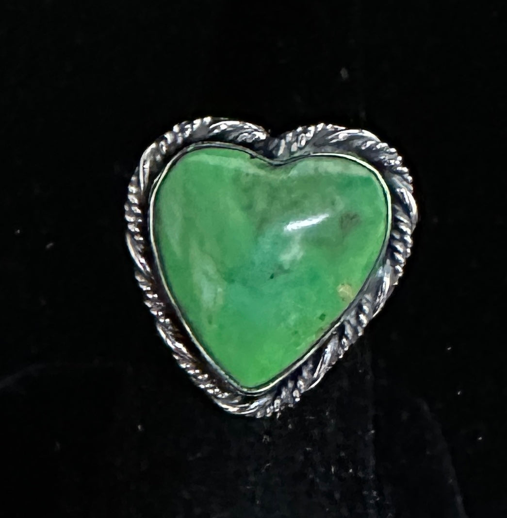 Gaspeite Heart Sterling Silver Ring