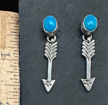 Load image into Gallery viewer, Turquoise Sterling Silver Arrow Earrings
