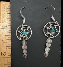 Load image into Gallery viewer, Turquoise Sterling Silver Dream Catcher Earrings
