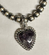 Load image into Gallery viewer, Chevron Amethyst Heart Sterling Silver Necklace Pendant
