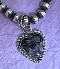Load image into Gallery viewer, Chevron Amethyst Heart Sterling Silver Necklace Pendant
