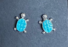 Load image into Gallery viewer, Turquoise Sterling Silver Turtle Earrings
