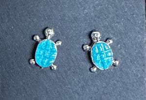 Turquoise Sterling Silver Turtle Earrings