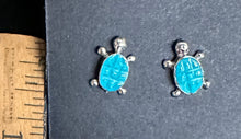 Load image into Gallery viewer, Turquoise Sterling Silver Turtle Earrings
