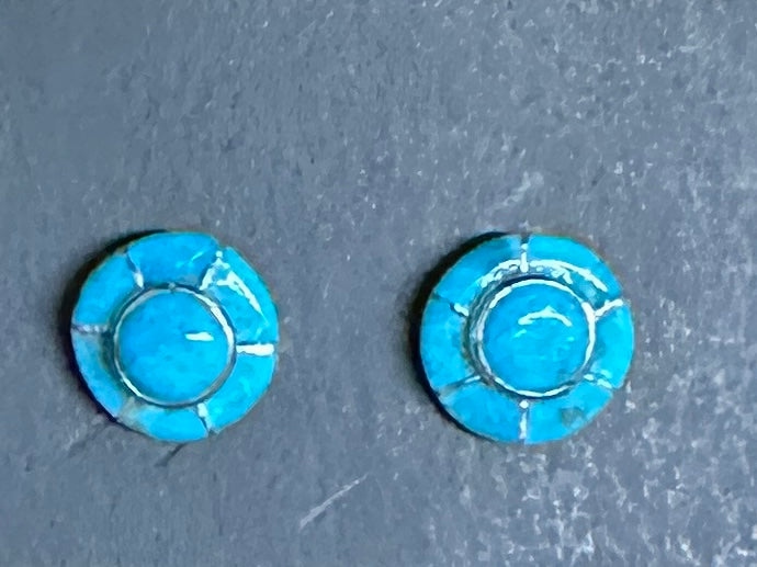 Inlay Turquoise Sterling Silver Earrings