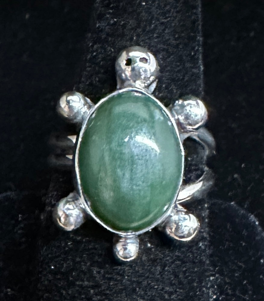 Jade Sterling Silver Turtle Ring