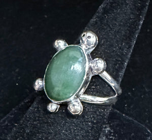 Jade Sterling Silver Turtle Ring