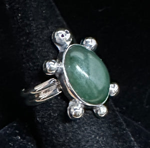 Jade Sterling Silver Turtle Ring