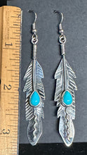 Load image into Gallery viewer, Turquoise Sterling Silver Feather Earrings
