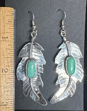 Load image into Gallery viewer, Turquoise Sterling Silver Feather Earrings
