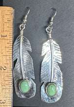 Load image into Gallery viewer, Turquoise Sterling Silver Feather Earrings
