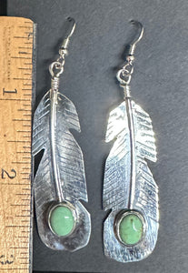 Turquoise Sterling Silver Feather Earrings