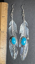 Load image into Gallery viewer, Turquoise Sterling Silver Feather Earrings
