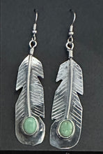 Load image into Gallery viewer, Turquoise Sterling Silver Feather Earrings
