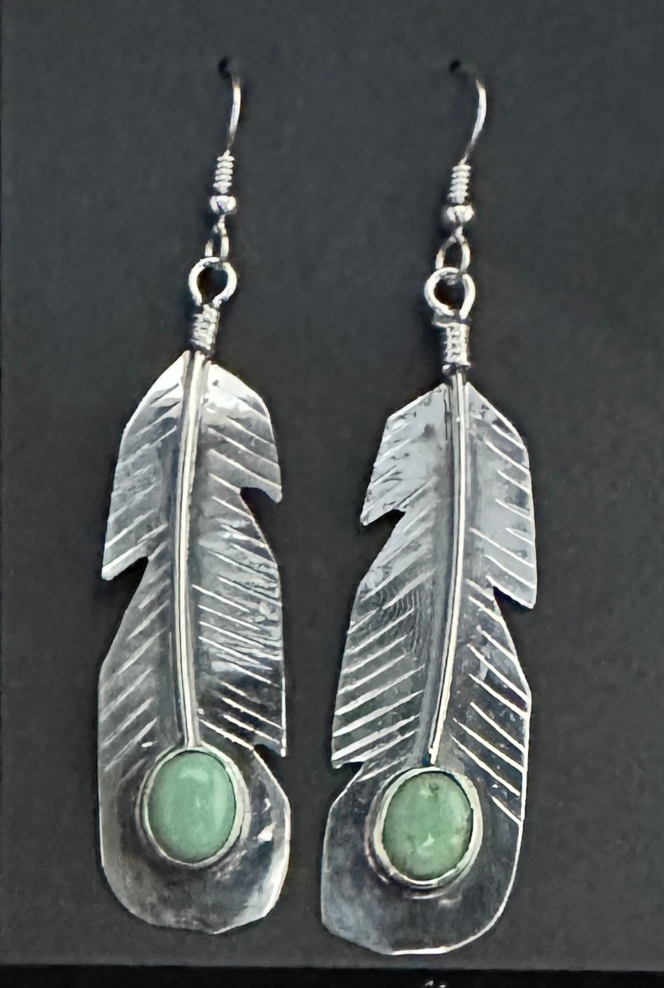 Turquoise Sterling Silver Feather Earrings