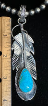 Load image into Gallery viewer, Turquoise Sterling Silver Feather Necklace Pendant
