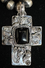 Load image into Gallery viewer, Black Onyx Sterling Silver Cross Necklace Pendant
