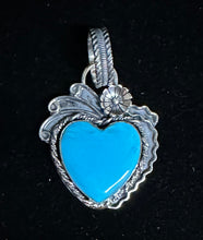 Load image into Gallery viewer, Turquoise Heart Sterling Silver Necklace Pendant
