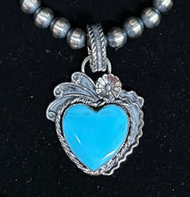 Load image into Gallery viewer, Turquoise Heart Sterling Silver Necklace Pendant
