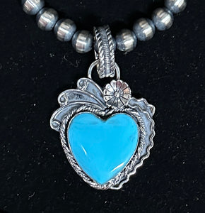 Turquoise Heart Sterling Silver Necklace Pendant