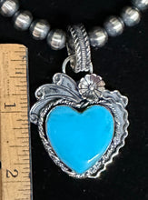 Load image into Gallery viewer, Turquoise Heart Sterling Silver Necklace Pendant
