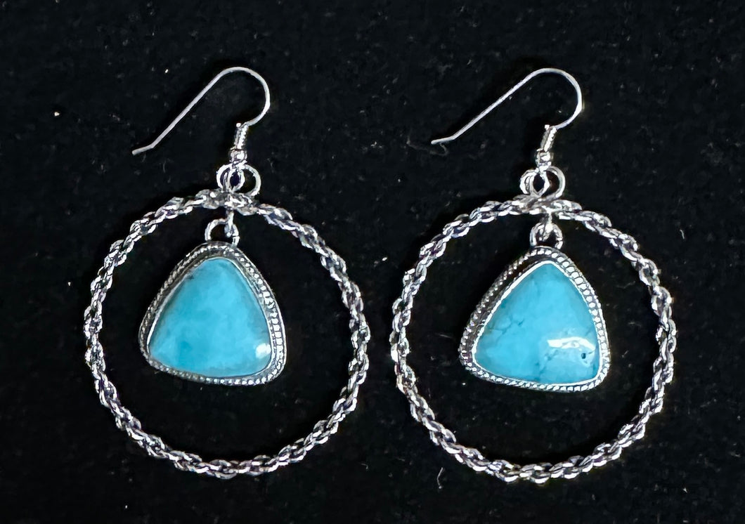 Turquoise Sterling Silver Hoop Earrings