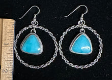 Load image into Gallery viewer, Turquoise Sterling Silver Hoop Earrings
