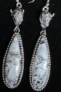 Maligano Jasper Sterling Silver Buffalo Earrings