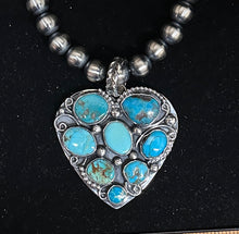 Load image into Gallery viewer, Turquoise Sterling Silver Heart Necklace Pendant
