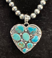 Load image into Gallery viewer, Turquoise Sterling Silver Heart Necklace Pendant
